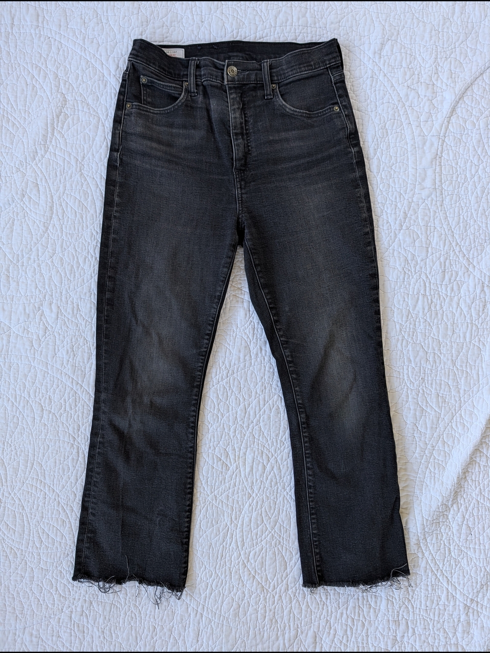 Women's Black Raw Hem Kick Fit High-Rise Jeans